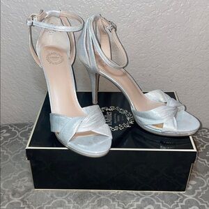 Elegant Silver Ankle Strap Heels